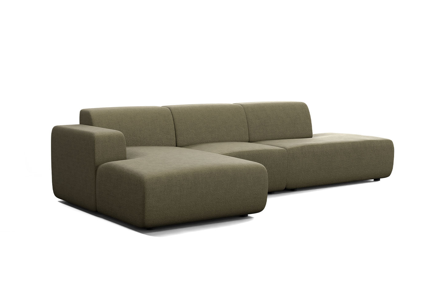Manouk Harmony loungebank in groen met ottomaan - Links
